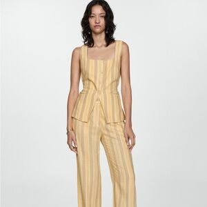 Mango Striped Waistcoat with Buttons